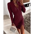 thumbnail image 2 of Vestido De Dama, Cierre De Cremallera Ajustado, Vestido Corto De Mujer, Tejido Acanalado Para Vacaciones Para Dama ANGGREK No, 2 of 7