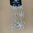 thumbnail image 5 of Triple Flower Dangle Earrings for Women Sterling Silver Post Cubic Zirconia Earrings Floral Tassel Drop Studs Dainty Fashion Ear Jewelry, 5 of 6