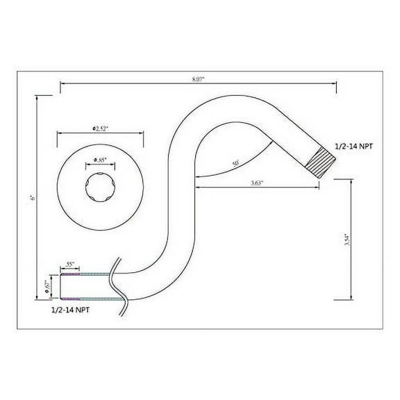 S-style Shower Arms High Rise Shower Arm, Brass Construction, Oil Rubbed Bronze Finish, with Flanges, Raise up 4" - By Plumb USA