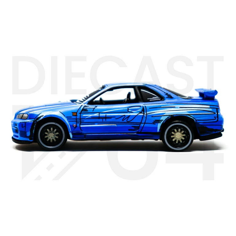Johnny Lightning 1999 Nissan GT-R R34 Manga Racing - Blue