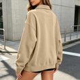 thumbnail image 4 of WQNVRNR Womens Collar Sweatshirt Fall Casual Loose Fit Button Front Kangaroo Pocket Pullover Sweatshirt with Pocket Khaki 2XL, 4 of 8