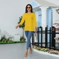 thumbnail image 6 of Womens 3/4 Sleeve Blouses，Women'S Casual 3/4 Sleeve T-Shirts Round Neck Cute Tunic Tops Basic Tees Blouses Loose Fit Pullover Shirt，Yellow，M, 6 of 6
