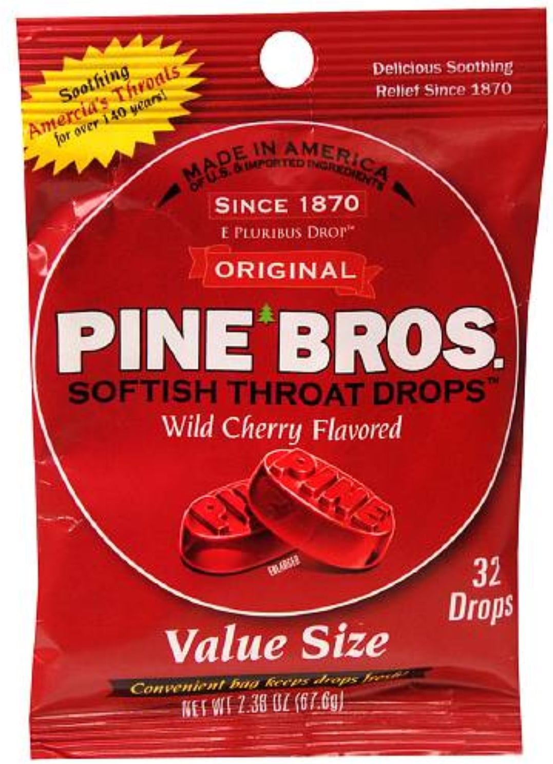 Pine Bros. Softish Throat Drops Value Pack, Wild Cherry 32 ea (Pack of