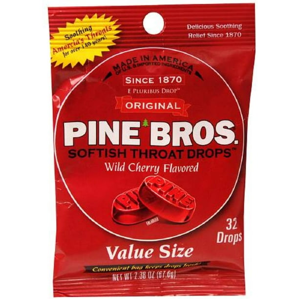 Pine Bros. Softish Throat Drops Value Pack, Wild Cherry 32 ea (Pack of