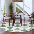 thumbnail image 4 of Abstract Grid Round Living Room Rugs 8 ft, Boho Green Grey Geometric Medieval Plaid Washable Large Area Rug with Non-Slip Sturdy Edge Binding Round Carpet for Dining Room Kitchen Office, 4 of 9