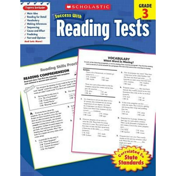 Pre-Owned Scholastic Success with Reading Tests: Grade 3 Workbook (Paperback) 0545201039 9780545201032