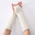 thumbnail image 3 of Dalrosia Womens Winter Warm Over Elbow Long Fingerless Thumb Hole Gloves Mittens Knitted Arm Warmer, 3 of 9