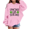 thumbnail image 4 of IWRICH St. Patrick's Day Hoodies for Girls Pinches Get Stitches Printed Shamrock Sweatshirts Saint Patrick's Tops,Size 3-14 Years Pink 160, 4 of 4