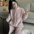 thumbnail image 2 of Conjunto de Pijama informal de felpa para Mujer, Tops de manga larga, pantalones largos, Pijama de franela, cálido, suave, lindo, traje de casa, Invierno, 2 of 5