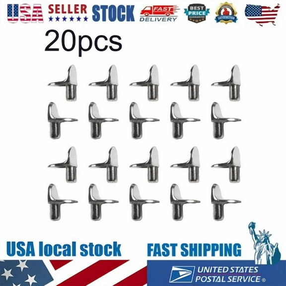 20X Shelf Support Studs Pegs Pins 5Mm L-Shaped Cabinet Bracket Silver