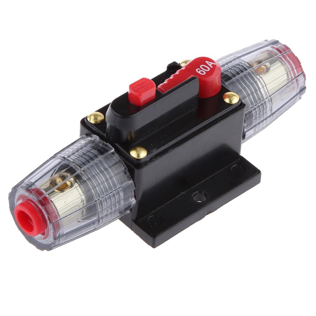 Wzmzjy 60A+30A Auto Car Protection Stereo Switch Fuse Holders Inline Circuit Breaker Reset Fuse Inverter For Car Audio System Protection 12V-24V DC