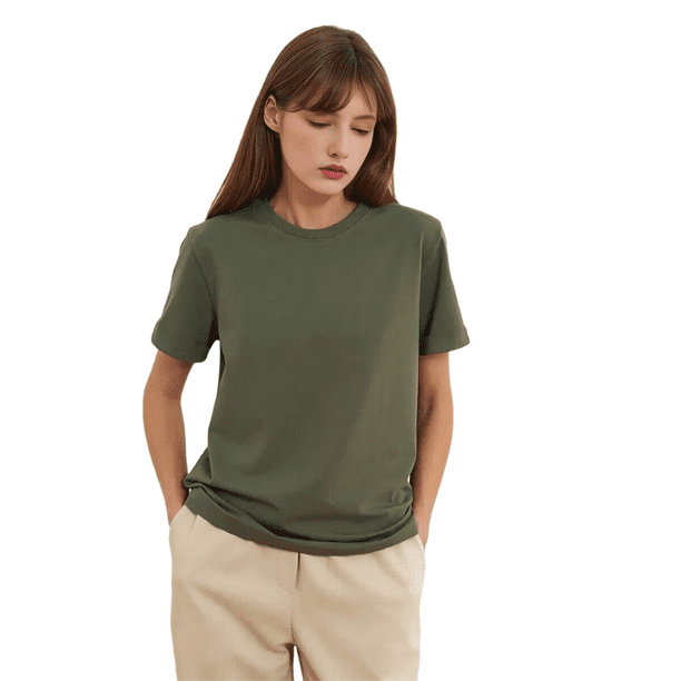 Camisetas de Corta Extragrandes para Mujer, Cuello Redondo, Holgadas, para Hacer Ejercicio, Informales, de Verano, de Algodón, Verde, XXXL