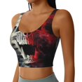 thumbnail image 2 of Fotbe Red And White Screaming Demon Skull Sujetador Deportivo Largo sin Aros para Mujer con Almohadillas y Soporte Medio, Transpirable y Absorbente, Camiseta Tipo Chaleco o Tank Top-XX-Large, 2 of 8