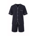 thumbnail image 5 of Up2date Fashion Men's Woven Short Sleeves Pajama Set with Shorts Lightweight Loungerwear, 5 of 6