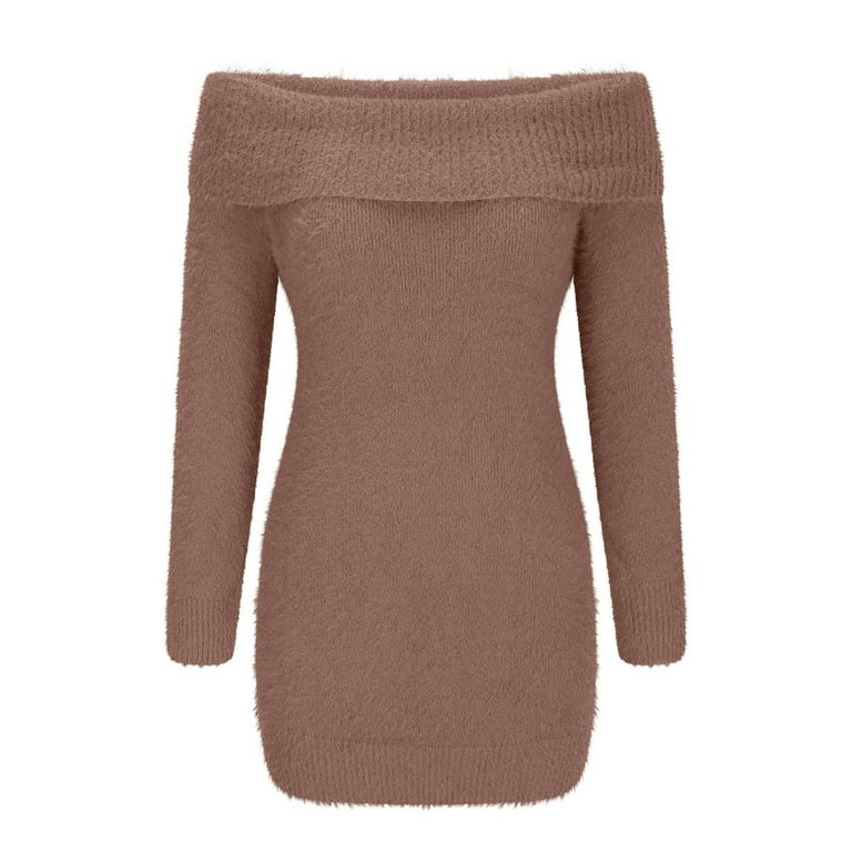 SCSAlgin Womens 2024 Fall Winter Off Shoulder Sexy Bodycon Sweater