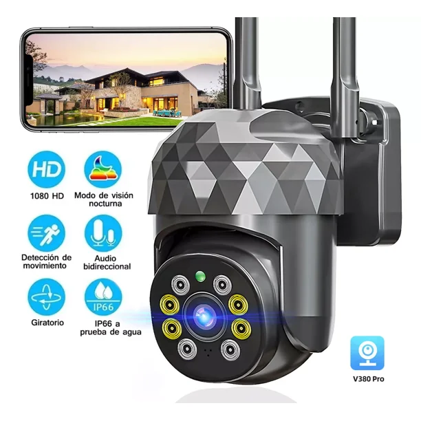Cámara de seguridad Lumoku Cámara de seguridad WiFi inalámbrica con resolución 2MP visión nocturna incluida color negro