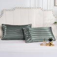 thumbnail image 6 of Lirex 2-Pack Microfiber Pillowcases, King Size, Satin Silk Finish, Envelope Closure, Dark Gray Stripe, 6 of 6
