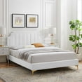 thumbnail image 2 of Platform Bed Frame, Tufted, Full Size, White, Velvet, Bedroom, Modern Contemporary Boutique HB35505, 2 of 12
