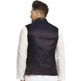 thumbnail image 3 of Men Designers Navy Blue & Gold Nehru Jacket Indian Traditional Bollywood Style Brocade Woven Embellishe, Size: 52, 3 of 6