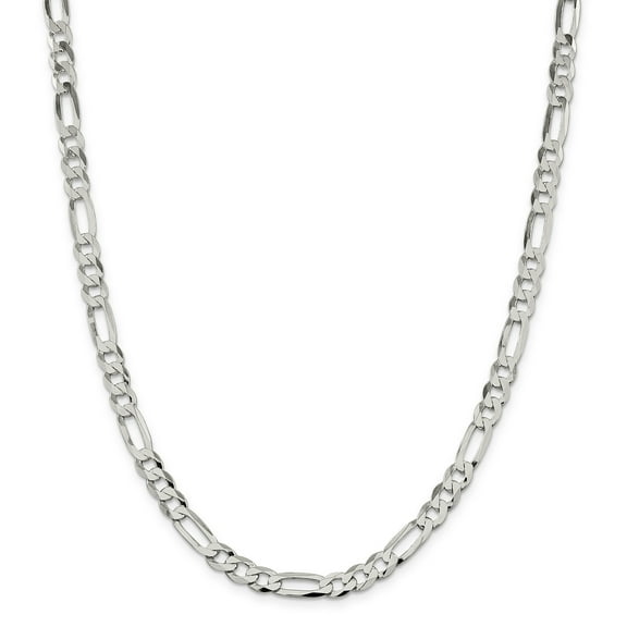 Primal Silver Sterling Silver 7.5mm Polished Flat Figaro Chain