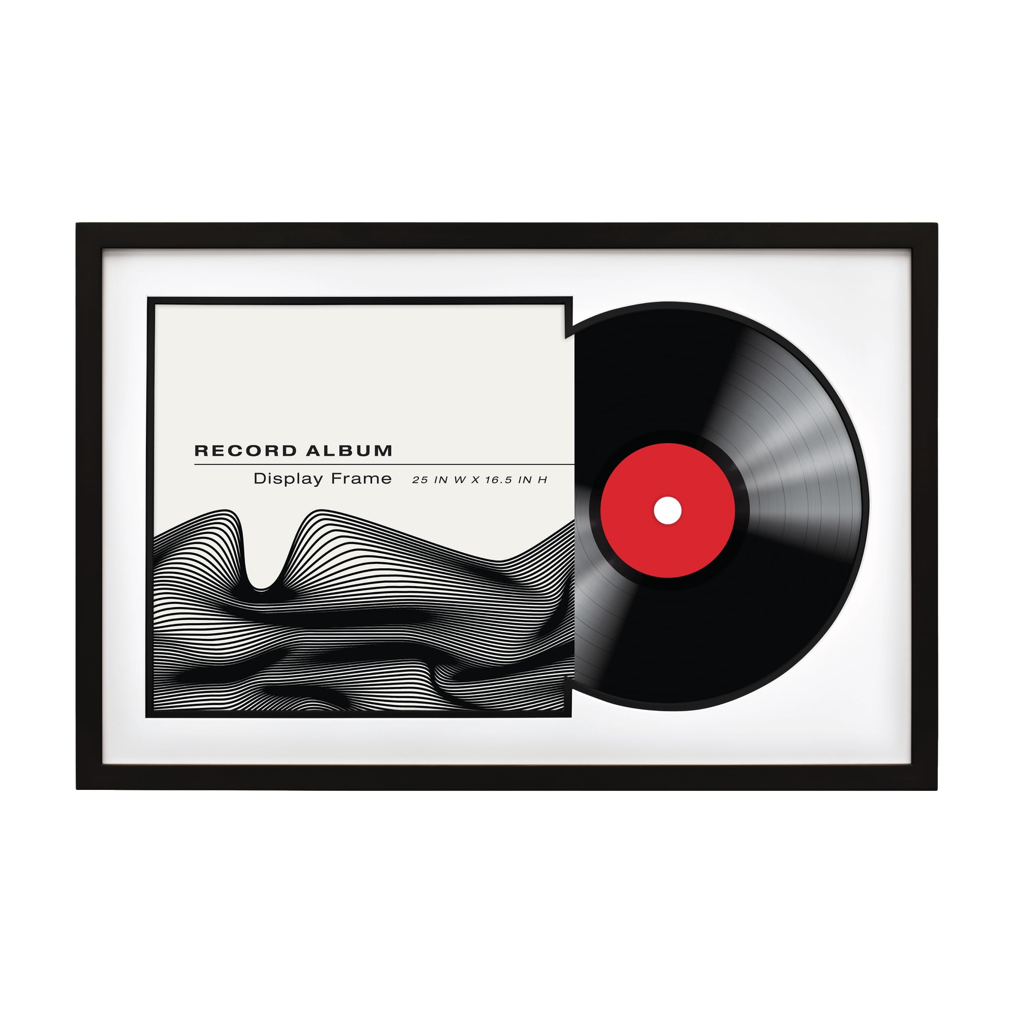 MCS Double Matte Record Album Frame, 16.5x25 Record Frame, Black Frame for LP Vinyl Record & Jacket Display with Black Matting (1-Pack)