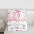 thumbnail image 5 of meiyoeat Pink Bow Monogram A Full Size Comforter Sets,Cute Ribbon Bowknot Bedding Comforter Set For Girl,Pink Reversible,3-Piece,1 Comforter and 2 Pillowcases, 5 of 7