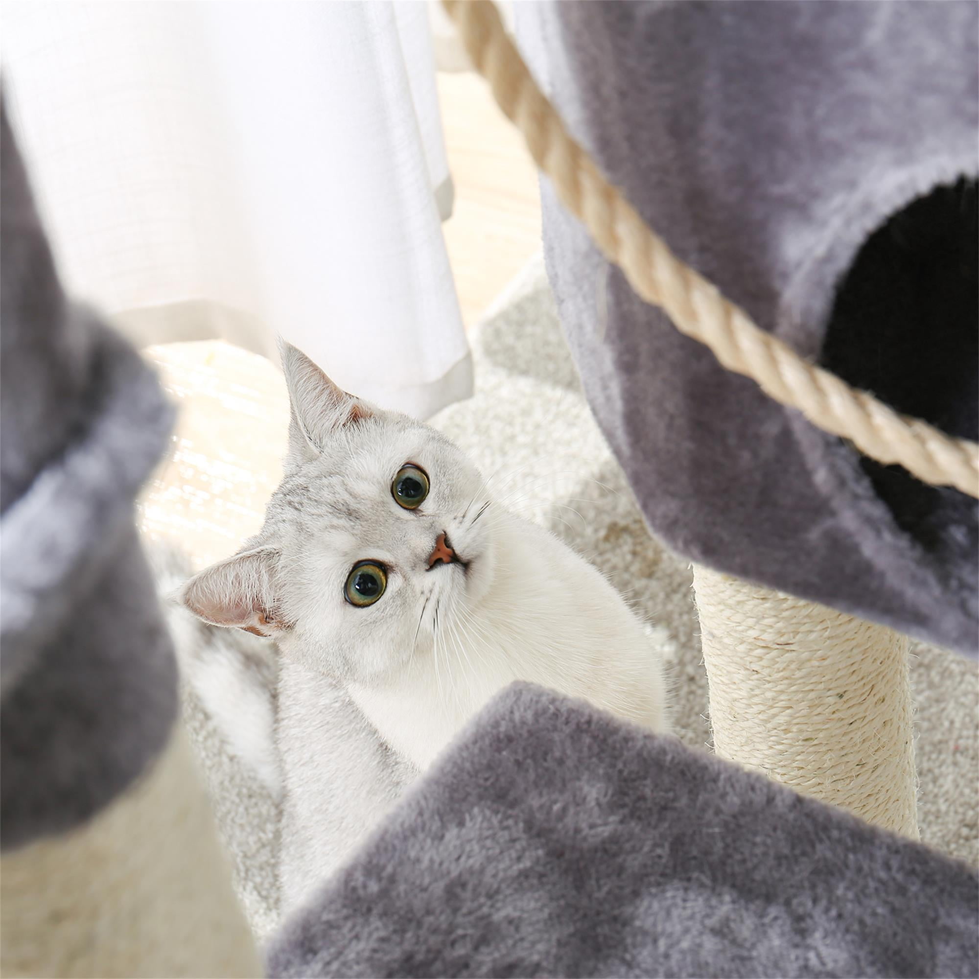 Pefilos 54" Multi-Level Cat Tree Tower, Cat Condo with Sisal-Covered Scratching Post for Pet Kitten, Gray Pefilos 54" Multi-Level Cat Tree Tower, Cat Condo with Sisal-Covered Scratching Post for Pet Kitten, Gray