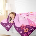 thumbnail image 3 of jejeloiu Pink Ocean Whale Art Full Size Comforter Sets For Girls,Underwater Coral Scene Bedding Comforter Set,Purple Pink,Pink Reversible,3 Pieces,1 Comforter and 2 Pillowcases, 3 of 7
