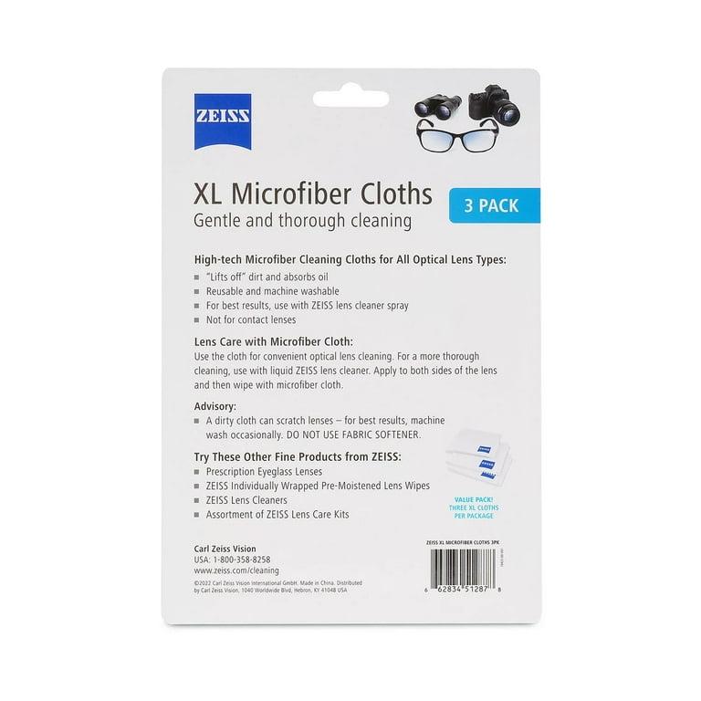 Zeiss Jumbo Microfiber Cleaning Cloths, 3 Pack - Walmart.com