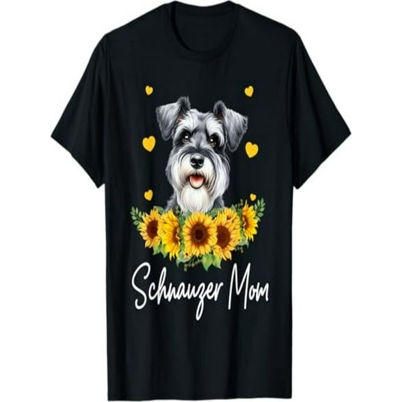 BESTLUCKY Womens Sunflower Schnauzer Mom Dog Lover T-Shirt