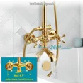 thumbnail image 6 of Bathroom Gold Rainfall Shower Faucet Set Tub Spout Mixer Tap W/Hand Shower, 6 of 9