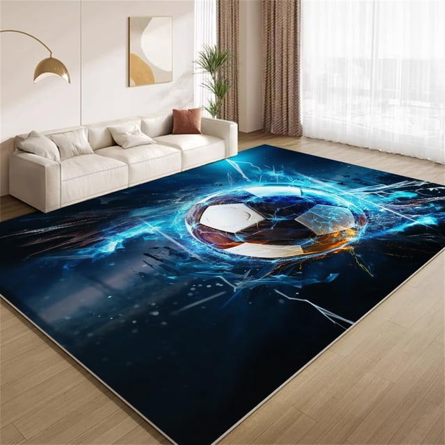 Sports Soccer Area Rugs, Painted Game Carpet, Washable Non Slip Low Pile Soft Rug for Entryway Bedroom Decor Mat 3ftx4ft