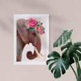 thumbnail image 2 of Wynwood Studio Animals Framed Wall Art Prints 'Elephant Blossom Crown Gold' Zoo and Wild Animals Home Décor - Gray, Pink, 13" x 19", 2 of 4