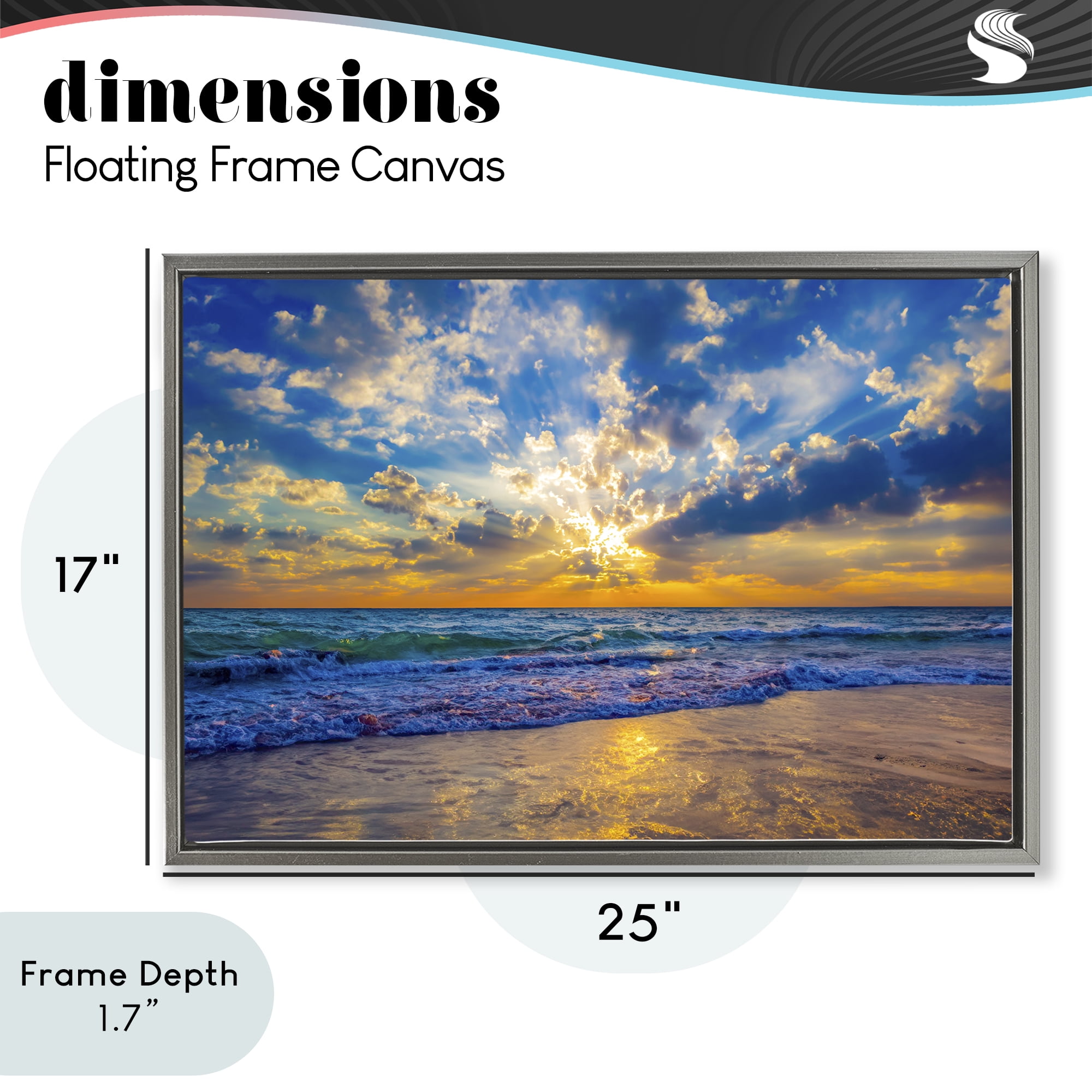 Stupell Industries Golden Blue Sun Ray On Beach Gray Framed Floater Canvas Wall Art, design by Eszra Tanner