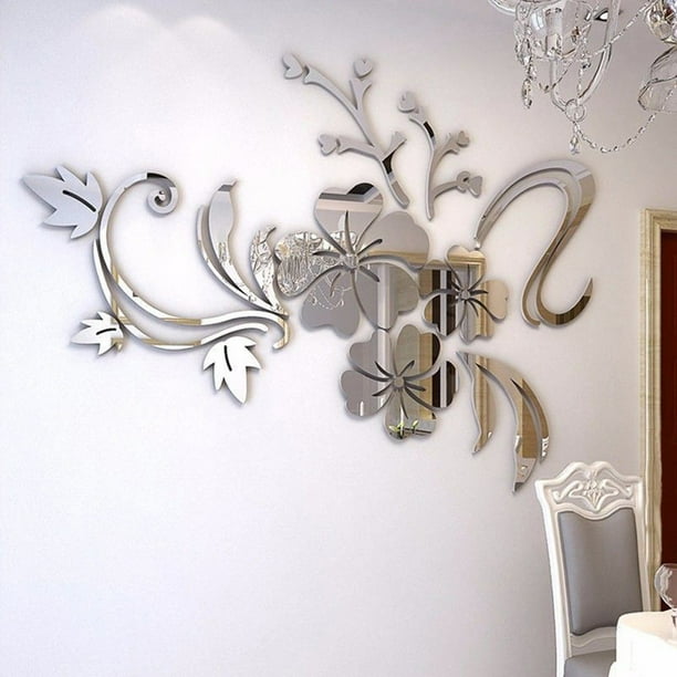 Tuscom 3d Mirror Fl Art Removable Wall Sticker Acrylic Mural Decal Home Room Decor Com Tuscom 3d Mirror Fl Art Removable, Chandelier Wall Stickers India