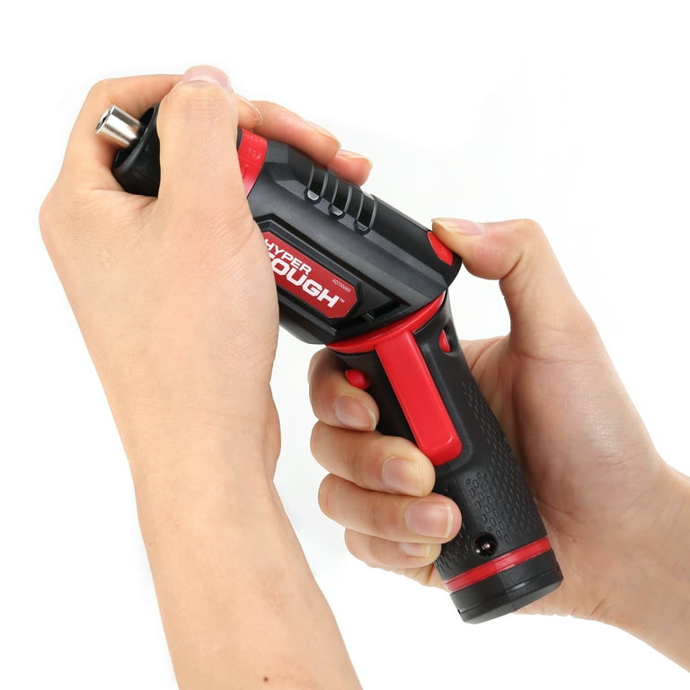 Hyper Tough 4V Max Lithium-Ion Cordless Rotating Power Screwdriver 1/4 inch  Size with Charger, Rotating Handle, LED Light, Magnetic Bit Holder & Bits 