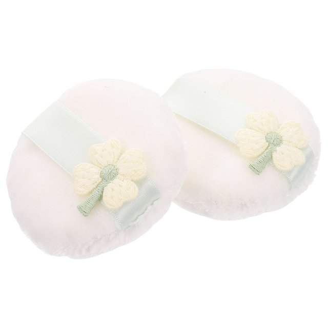 BEADCEST 2Pcs Reusable White Makeup Cushion Puff with Soft Velvet and Full Face Coverage
