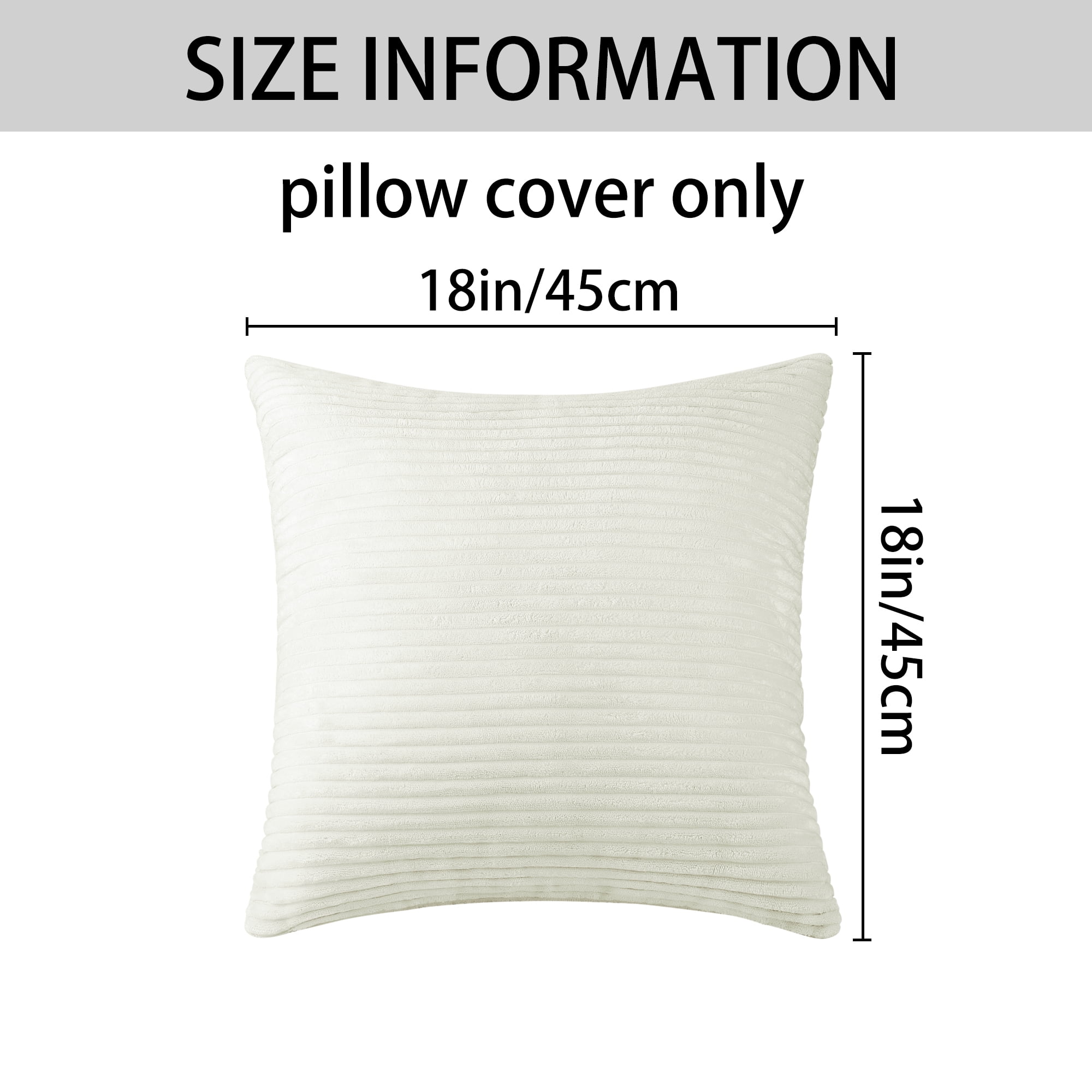 Unique Bargains Sofa Living Room Corduroy Decorative Throw Pillow Covers (2 Count) Beige 18" x 18"