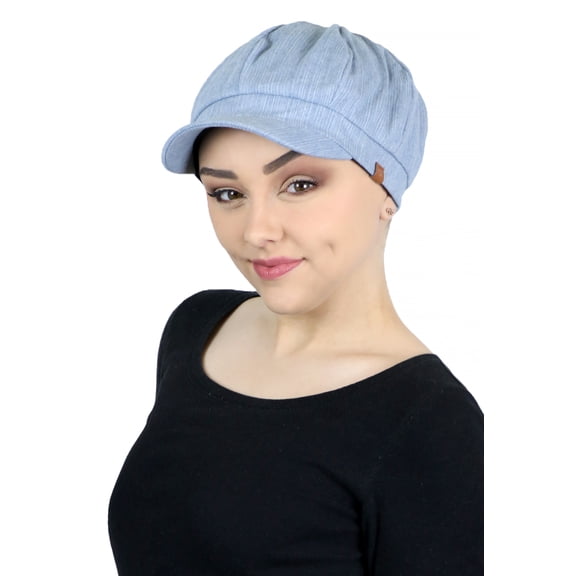 Denim Newsboy Cap for Women Cabbie Gatsby Summer Hats Ladies Chemo Headwear Head Coverings Denim Indigo