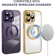 thumbnail image 5 of Magnetic Clear for iPhone 14 Pro Case with Camera Lens Protector [Never Yellow] [Compatible with MagSafe] Plating Bumper Shockproof Protective Slim Phone Cover for Women Girls Men-Purple, 5 of 6