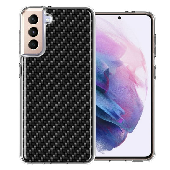 MUNDAZE For Samsung Galaxy S21 Carbon Fiber Look Double Layer Phone Case Cover