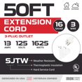 thumbnail image 2 of Iron Forge Cable 50ft White Outdoor Extension Cord with 3 Outlets - 16/3 SJTW 50ft Extension Cord 3 Prong, 13 Amp All-Weather Heavy Duty Power Cable, 2 of 8