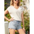thumbnail image 4 of Charmo V Neck Knit Sweater Tops for Womens Short Sleeve Tops Lightweight Sweater Vest with Pockets, 4 of 6