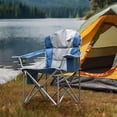 thumbnail image 5 of Bigleap Oversized Heavy Duty Camping Chair, Folding with Padded Seat, Cooler Bag & Cup Holder for Outdoor, Beach, Fishing, Concerts,Blue, 5 of 7