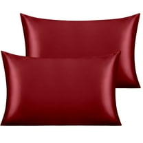 Ntbay 2 Pack Satin Toddler Pillowcases, Silky and Luxurious Travel Pillow Covers with Envelope Closure, 14" x 20", Red