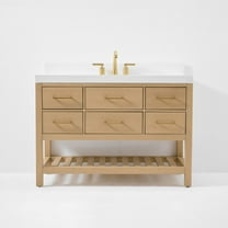 Elizabeth 48 in. Bath Vanity in Oak with White Quartz Top and Undermount Basin