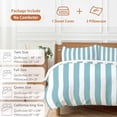 thumbnail image 6 of 3 Piece Aqua Striped Duvet Cover Set California King,Microfiber Comforter/Quilt Cover with Corner Ties and 2 Pillowcases,Modern Farmhouse Blue White Stripes All Season Bedding with Zipper Closure, 6 of 8