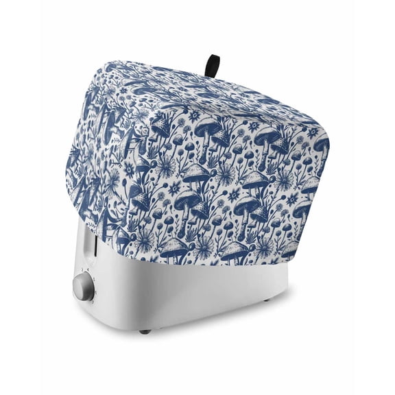 Blue Mushrooms Toaster Cover 4 Slice, Large Kitchen Appliance Covers, Retro Thanksgiving Country Plants Toaster Oven Cover with Loop, Bread Machine Cover Polyester Dust Cover Protection