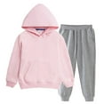 thumbnail image 2 of Auroural Pink Hoodies for Girls Children's Solid Color Casual Fashion Long Sleeved Hooded Sweatshirt And Long Pants Two-piece Set For Kids Pink 13-14 Years, 2 of 6