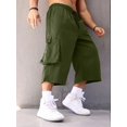 thumbnail image 1 of Plus Size Men's Solid Capri Cargo Pants For Outdoor, 1 of 5